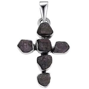 Artisan Crafted Rough Cut Moroccan Ruby 23.15 ctw Cross Pendant Silver Necklace